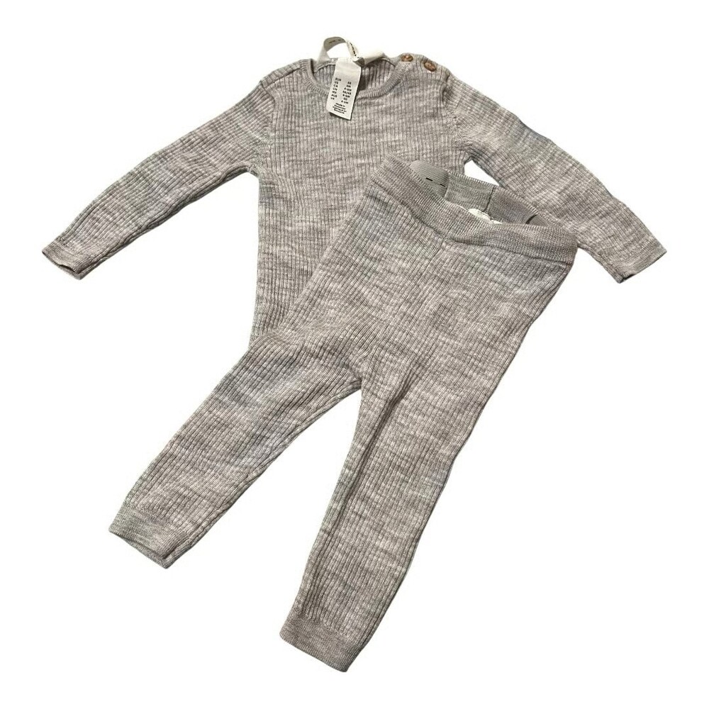 H&M Merino Wool 4-6mo Gray 2pc Set Sweater Leggings Baby Boy Girl Gender Neutral